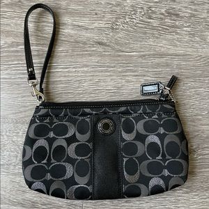 Classic Coach Wristlet in Black and Silver